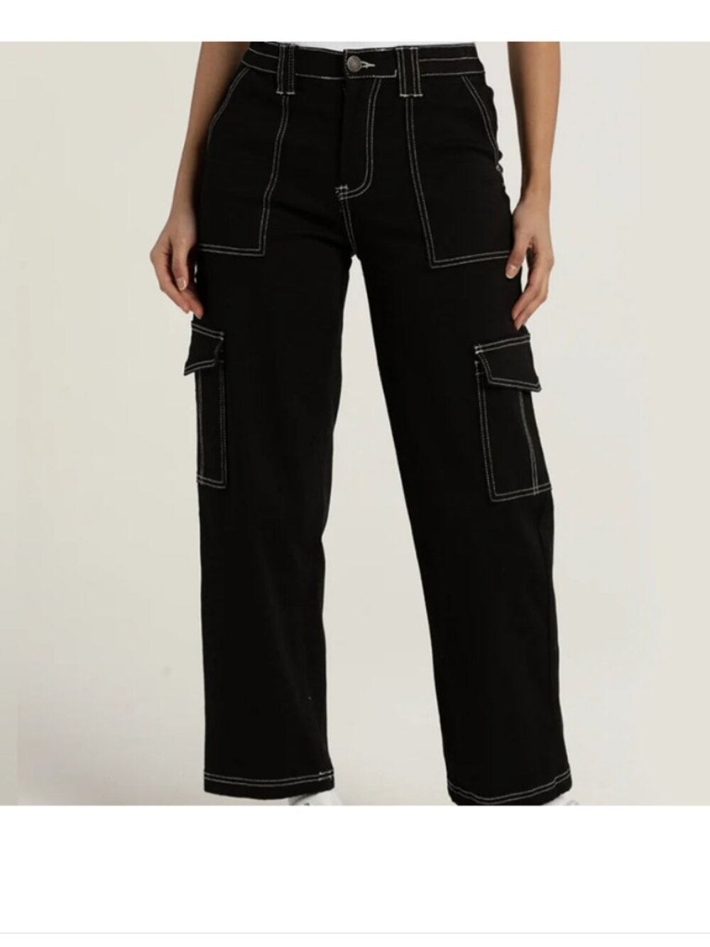 Almost Famous Dark Blue Baggy Smocked Skater Cargo Denim Jeans Pants M